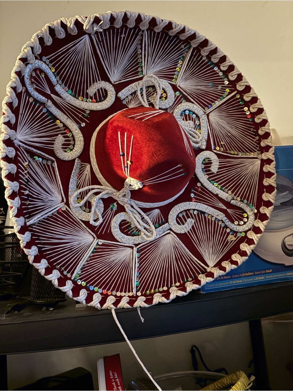 Traditional Red Velvet Mexican Sombrero Hat